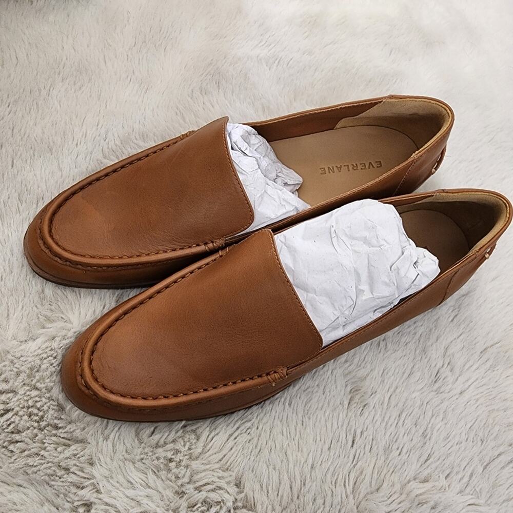 Everlane Modern Loafer Camel Tan Leather Slip On Stacked Heel Shoes Size 11 - Picture 11 of 13